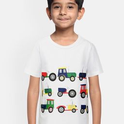 LAdore Boys White Printed Round Neck T-shirt-image-26