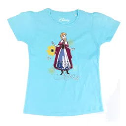 Frozen Girls Blue Frozen Printed Round Neck Pure Cotton T-shirt-image-65