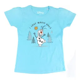 Frozen Girls Blue Frozen Printed Round Neck Pure Cotton T-shirt-image-43