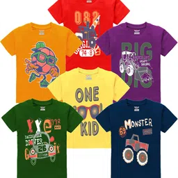 Kiddeo Boys Multicoloured Printed Round Neck T-shirt-12