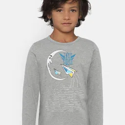 LAdore Boys Grey Printed Round Neck Organic Cotton Sustainable Pure Cotton T-shirt-image-44