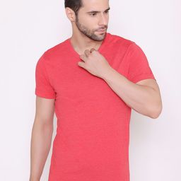 BODYACTIVE Men Red V-Neck T-shirt-image-62