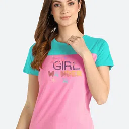 shashvi Women Pink Typography Printed T-shirt-picture-2