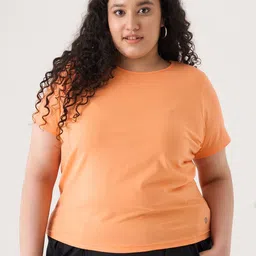 SPIRIT ANIMAL Women Solid Plus Size Round Neck T-shirt-picture-13