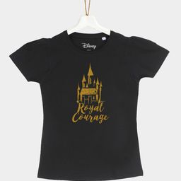 YK Disney Girls Black Disney Princess Print Round Neck T-shirt-picture-1