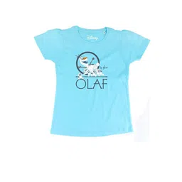 Frozen Girls Blue Olaf Print Cotton Round Neck T-shirt-image-8