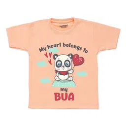 KNITROOT Unisex Kids Peach-Coloured Belongs To My Bua Printed T-shirt-image-95