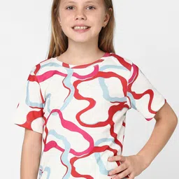 KIDS ONLY Girls Abstract Printed Round Neck T-shirt-17