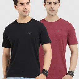 ARDEUR Men Pack Of 2 Round Neck Pure Cotton T-shirt-image-94