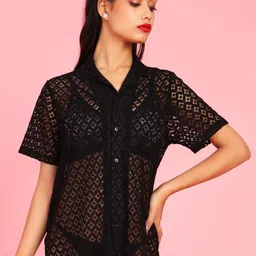 Da Intimo Medium Coverage Relaxed Fit Swimwear Cover-Up Shirt-image-13