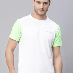 JUMP USA Men White & Fluorescent Green T-shirt-image-82