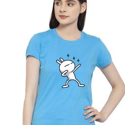 Friskers Women Turquoise Blue Printed T-shirt-image-71