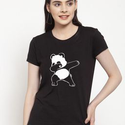 Friskers Women Black Panda Printed T-shirt-picture-40