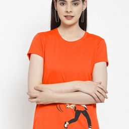 Friskers Women Orange Printed T-shirt-image-40