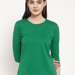 Friskers Women Green Solid T-shirt-image-40