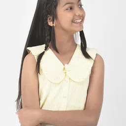 Crimsoune Club Girls Striped Above The Keyboard Collar Sleeveless Opaque Casual Shirt-image-12