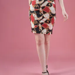 DressBerry Printed Pencil Mini Skirt-image-38