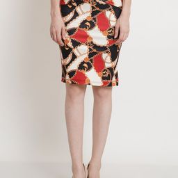 Popwings Women Red & Black Chain Printed Pencil Skirt-image-14