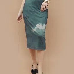 Ginger by Lifestyle Printed Straight Knee Length Skirt-image-65