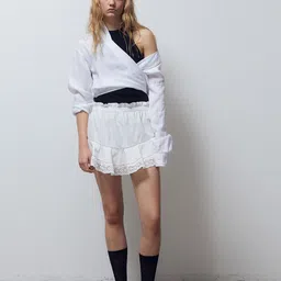 H&M Pure Cotton Broderie Anglaise Paper Bag Skirt-picture-9