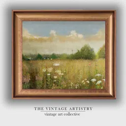 THE VINTAGE ARTISTRY Brown & Blue Flowers Framed Wall Art-32