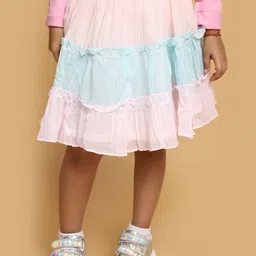 V-Mart Girls Colourblocked Tiered Flared Skirt-image-16