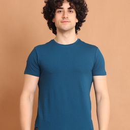 berry blues Round Neck Cotton T-shirt-image-77