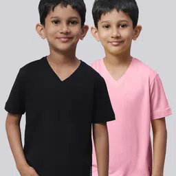 Friskers Boys Pack Of 2 V-Neck Pure Cotton T-shirts-picture-21
