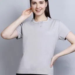 CUPID Women V-Neck Pockets T-shirt-26