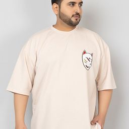 CHKOKKO Graphic Printed Cotton Round Neck Oversized T-shirt-image-65