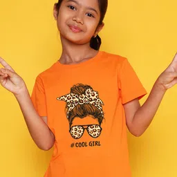 NUSYL Girls Graphic Printed Round Neck Casual T-shirt-51