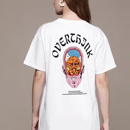 MISCHIEF MONKEY Women Round Neck Oversized T-shirt-image-54