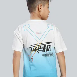 3PIN Boys Typography Print Round Neck Drop Shoulder Sleeves Cotton Oversized T-shirt-51