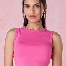 20Dresses Pink Round Neck Crop T-shirt-image-68