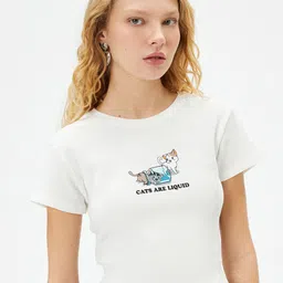 Koton Women Crop T-shirt-image-87