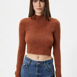 Koton High Neck Fitted Crop Top-picture-56