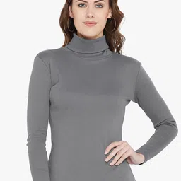 Hypernation Women High Neck Pockets T-shirt-image-43