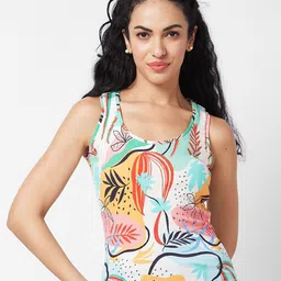 SPYKAR Abstract Printed Scoop Neck Sleeveless Cotton T-shirt-4