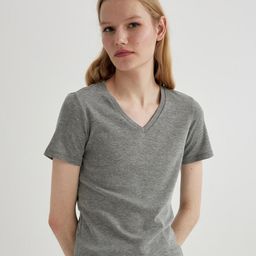 DeFacto Women Striped V-Neck Pockets T-shirt-image-96