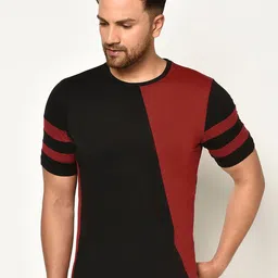 GLITO Colourblocked Cotton Sports T-Shirt-image-0