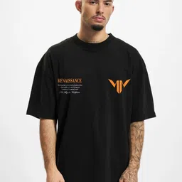 MISCHIEF MONKEY Men Typography Printed Round Neck Cotton Oversized T-Shirt-image-60