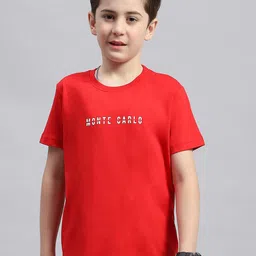 Monte Carlo Boys Typography Printed Round Neck Cotton T-shirt-49