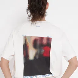 RAREISM KAY Graphic Printed Round Neck Raglan Sleeves Relaxed Fit Cotton T-shirt-image-40