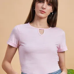 MINT STREET Round Neck Pure Cotton Casual T-shirt-image-63