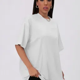TRENDY RABBIT Women High Neck Extended Sleeves Pockets T-shirt-image-99