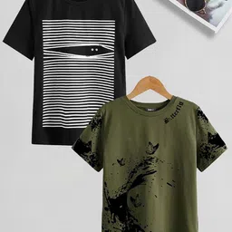 BAESD Boys Pack of 2 Printed Regular Sleeves Cotton T-shirt-18