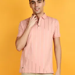 V-Mart Striped Printed Polo Collar Short Sleeves Regular Fit T-shirt-image-68