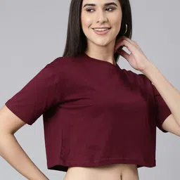 Kryptic Drop-Shoulder Sleeves Oversized Cropped Pure Cotton T-shirt-image-0