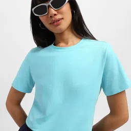 JUNEBERRY Women V-Neck Drop-Shoulder Sleeves Pockets T-shirt-image-86