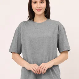 Leotude Round Neck Drop-Shoulder Sleeves Oversized T-shirt-image-7